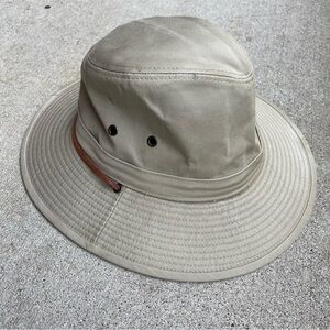 Resistol Self Conforming Beige Canvas Travel Sun Hat w/ Strap Sz Medium